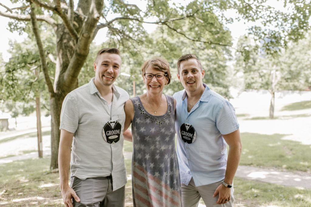 Harry, Laura, and Brian at their wedding shower
